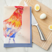 Goedemorgen Waterverf Red Rooster Kitchen Towel Theedoek (Quarter Fold)