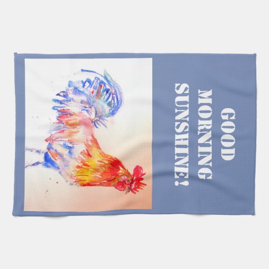 Goedemorgen Waterverf Red Rooster Kitchen Towel Theedoek (Horizontaal)