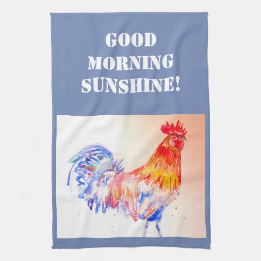 Goedemorgen Waterverf Red Rooster Kitchen Towel Theedoek (Verticaal)