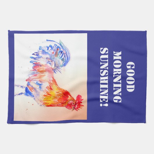 Goedemorgen Waterverf Red Rooster Kitchen Towel Theedoek (Horizontaal)
