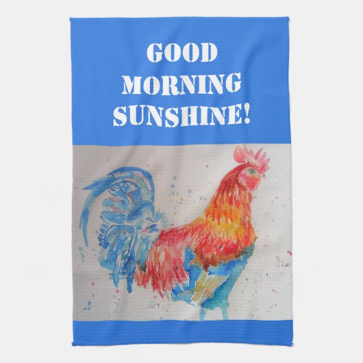 Goedemorgen Waterverf Red Rooster Kitchen Towel Theedoek (Verticaal)