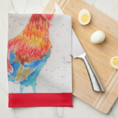 Goedemorgen Waterverf Red Rooster Kitchen Towel Theedoek (Quarter Fold)