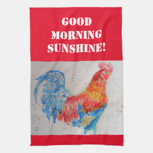 Goedemorgen Waterverf Red Rooster Kitchen Towel Theedoek