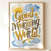 Goedemorgen Wereld Aquarel Kunstprint Poster