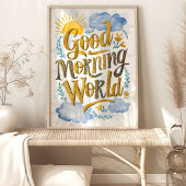 Goedemorgen Wereld Aquarel Kunstprint Poster