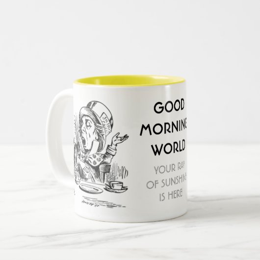 Goedemorgen wereld tweekleurige koffiemok (Voorkant links)