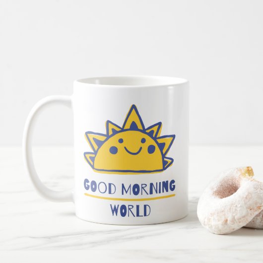 Goedemorgen Wereld Zonneschijn Koffiemok (Met donut)
