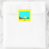 Goedemorgen Yellow Bird Square Sticker (Tas)