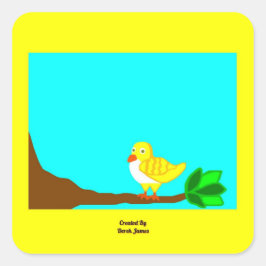 Goedemorgen Yellow Bird Square Sticker