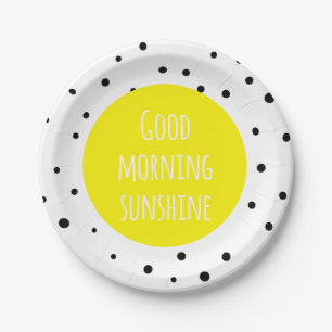 Goedemorgen zon   Polka Dots Papieren Borden Bordje