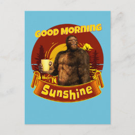 Goedemorgen Zonneschijn Bigfoot Koffie Humor Kunst Briefkaart