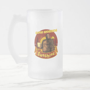 Goedemorgen Zonneschijn Bigfoot Koffie Humor Kunst Matglas Bierpul