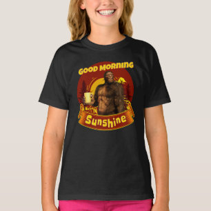 Goedemorgen Zonneschijn Bigfoot Koffie Humor Kunst T-shirt