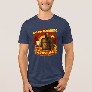 Goedemorgen Zonneschijn Bigfoot Koffie Humor Kunst Tri-Blend Shirt