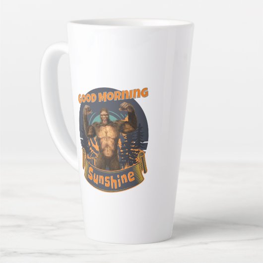 Goedemorgen zonneschijn Funny Bigfoot Latte Mok (Linkerhoek)