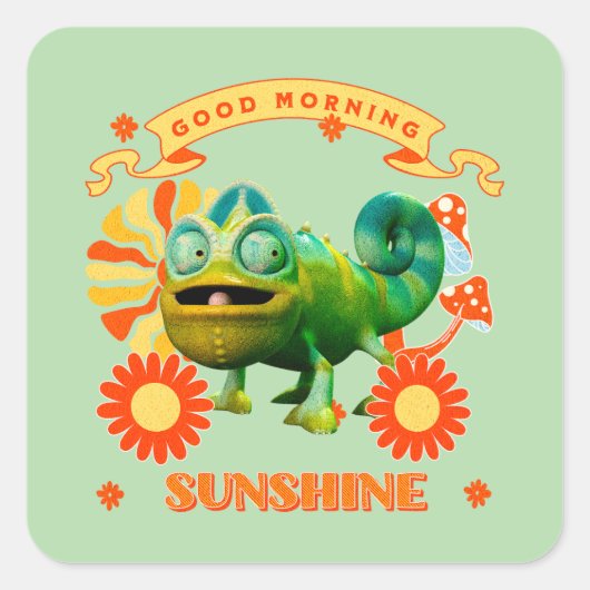 Goedemorgen zonneschijn Funny Chameleon Vierkante Sticker (Voorkant)