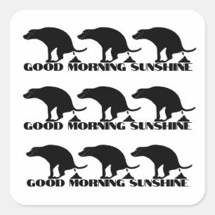 Goedemorgen Zonneschijn Grappige Poepende Honden Vierkante Sticker
