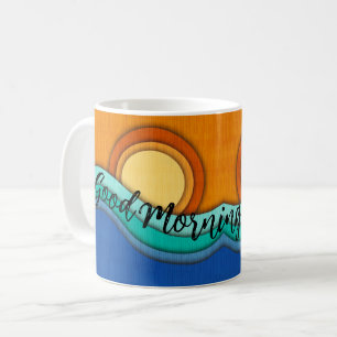Goedemorgen Zonneschijn Koffiemok Oceaan en Zonsop
