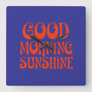 Goedemorgen Zonneschijn Retro Decor Print Vierkante Klok