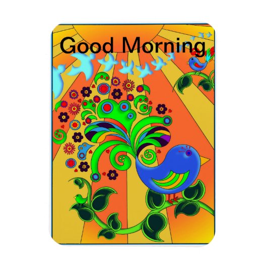 Goedemorgen zonsopgang met vogel magneet (Verticaal)