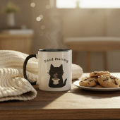 "Goedemorgen" zwart kat koffie liefhebber tweedeli Mok