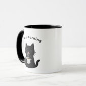 "Goedemorgen" zwart kat koffie liefhebber tweedeli Mok (Voorkant links)