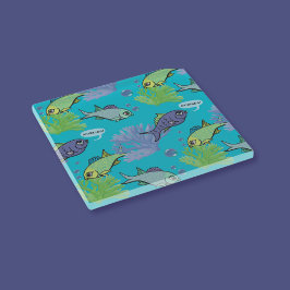 Goedemorgen Zwemmen Vis Koraal Reef Patroon Glazen Onderzetter