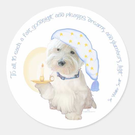 Goedenacht Blauw Ronde Sticker (Voorkant)