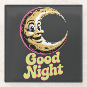 Goedenacht Retro Moon Glazen Onderzetter