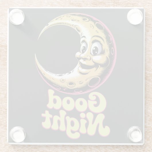 Goedenacht Retro Moon Glazen Onderzetter (Achterkant)