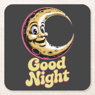 Goedenacht Retro Moon Kartonnen Onderzetters