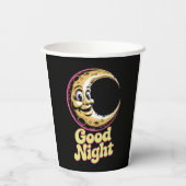 Goedenacht Retro Moon Papieren Bekers (Achterkant)