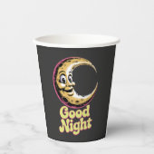 Goedenacht Retro Moon Papieren Bekers (Voorkant)