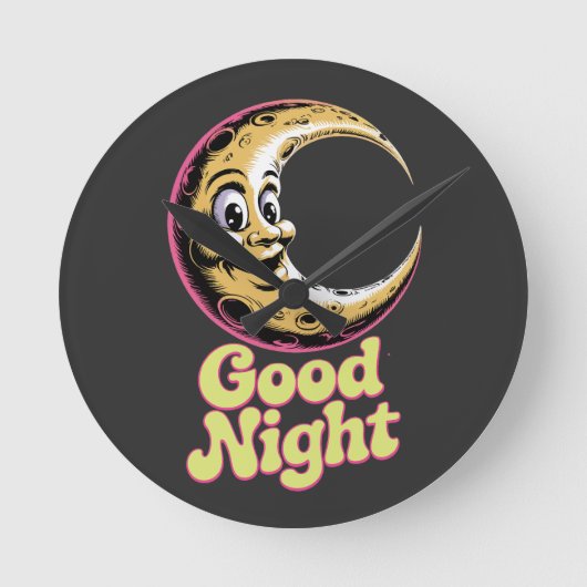 Goedenacht Retro Moon Ronde Klok (Voorkant)
