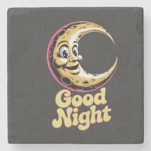 Goedenacht Retro Moon Stenen Onderzetter (Voorkant)
