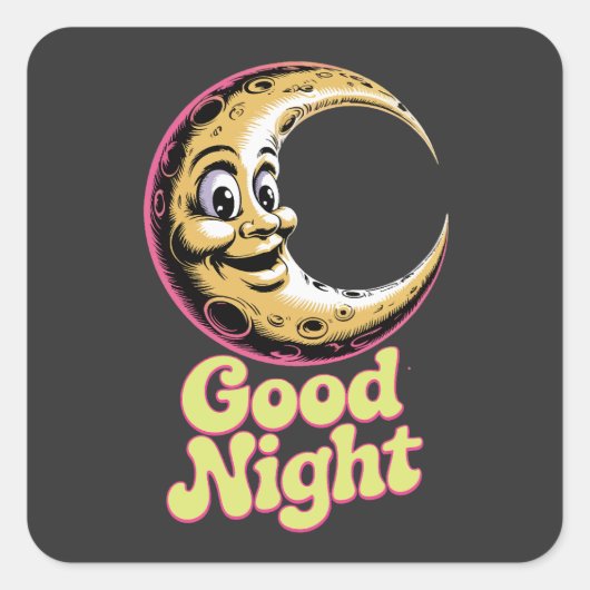 Goedenacht Retro Moon Vierkante Sticker (Voorkant)