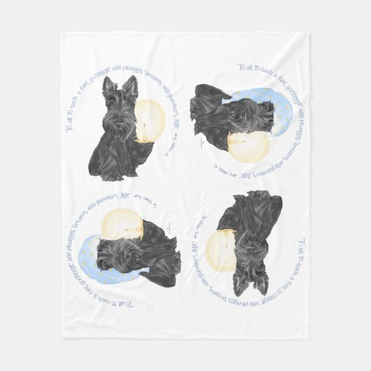 Goedenacht Schotse Terrier Fleece Deken (Voorkant)