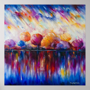 Goedenavond bij de afdruk van het meer Canvas Poster