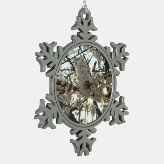 Goedenavond Cherry Blossom II Spring Sunset Tin Sneeuwvlok Ornament (Links)