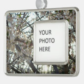Goedenavond Cherry Blossom II Spring Sunset Verzilverd Omlijst Ornament (Links)