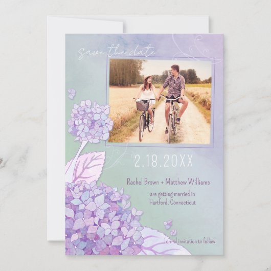 Goedenavond hydrangeas Wedding Photo Save the Date (Voorkant)