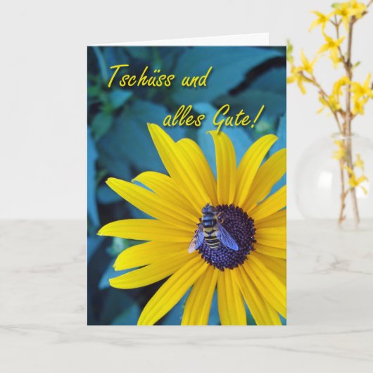 Goedendag in het Duits met bijen en bloem Kaart (Gele Bloem)