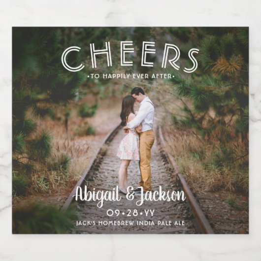 Goedendag, ooit na het huwelijk met foto's. bier etiket (Enkel label)