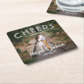 Goedendag, ooit na het huwelijk met foto's. kartonnen onderzetters (Schuin)