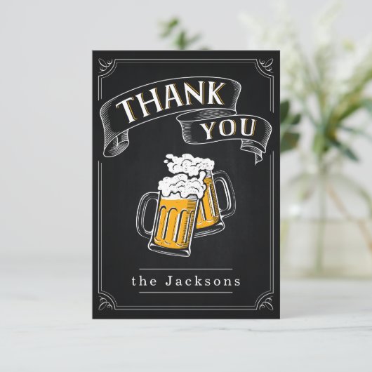 Goedendag voor de borst en de bier Dank u Kaart (Staand voorkant)