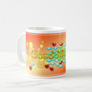 Goedendag, vrolijk en vrolijk. koffiemok