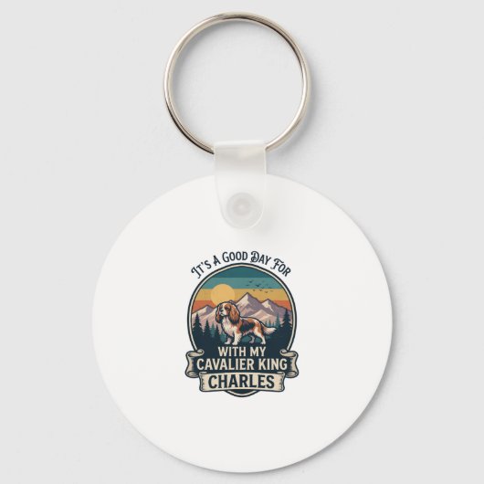 Goedendag Wandelende Cavalier King Charles Hond Sleutelhanger (Voorkant)