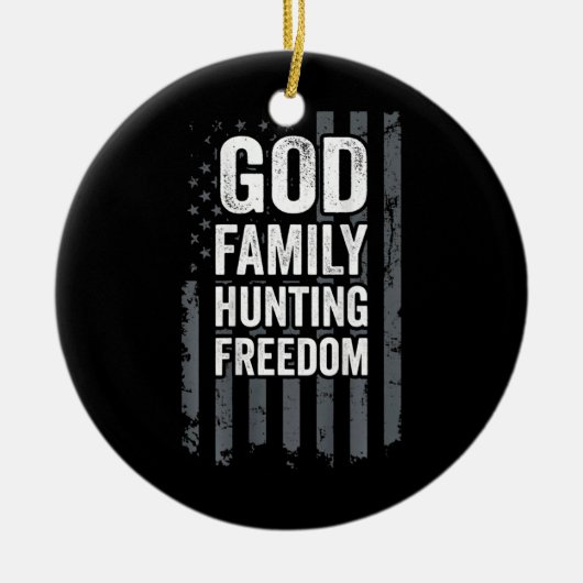 Goederenfamilie jachthoofdvrijheid Funny Hunter US Keramisch Ornament (Voorkant)