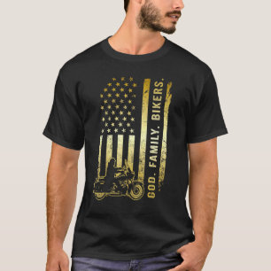 Goederenfamilie motorrijders Amerikaanse vlag mot T-shirt