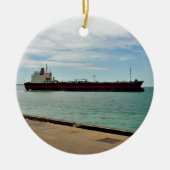 Goederenschip dat op zee vaart keramisch ornament (Voorkant)